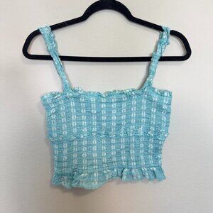 Saylor Celina Matching Smocked Skirt Crop Top Set Blue Small
